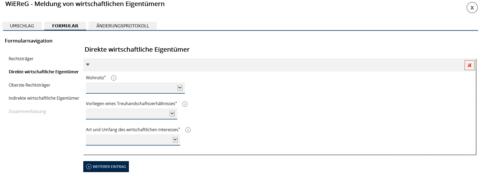 Meldungen An Das Register